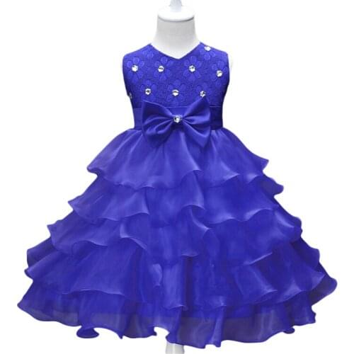 2016 Summer style kids dress for girls flower lace princess party costume girl floral dress pearl kids clothes vestido meninas