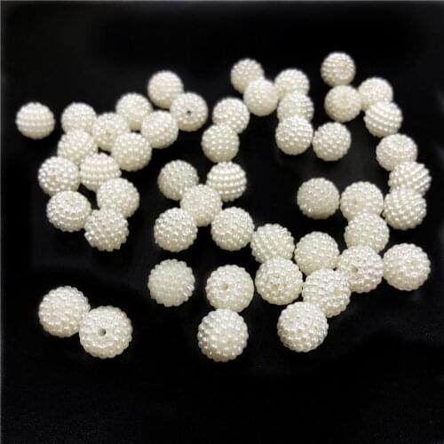 10-20mm 5-20Pcs Straight Holes Acrylic Imitation Pearl Beige Bracelet Round Beads For DIY Craft Jewelry Making Supplies