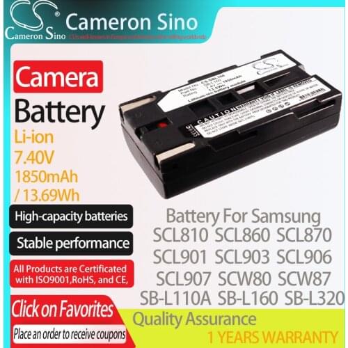CameronSino Battery for Samsung SCL810 SCL860 SCL870 SCL901 SCL903 SCL906 SCL907 SCW80 SCW87 fits Medion SB-L160 camera battery