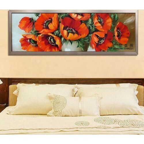 Flowers Full Diamond Mosaic Embroidery Red Floral Oil Painting Kit Home Decoration Diamond Rhinestone Pasted Canvas Painting