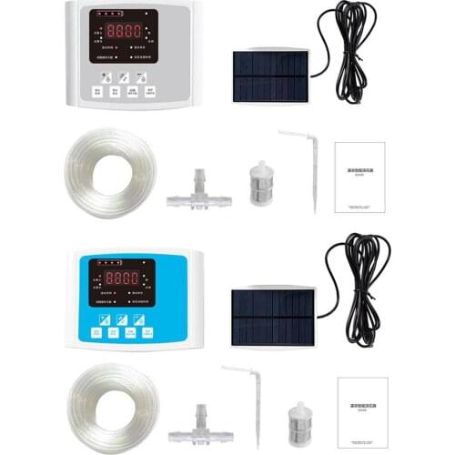 Lazy Solar Powered Automatic Droppers Double Pump Potted Plant Watering Indoor Garden Drip Irrigation Controller Artifact