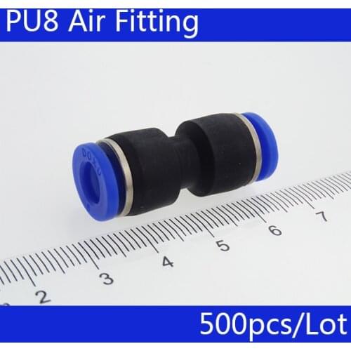 Free shipping PU8 HIGH QUALITY 500Pcs Air Pneumatic 8mm to 8mm Straight Push in Connectors Quick Fittings