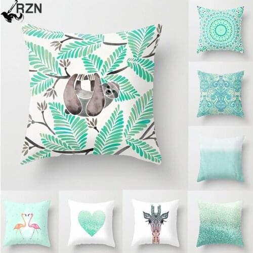 45*45cm Mint Green Cushion Cover Pillowslip Home Supplies Decorative Fresh Throw Pillows Covers Pillow Case Simple Living Room