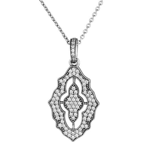 CKK Silver Pendant with Cubic Zirconia and Necklace 925 Sterling Silver Original Jewelry Anniversary Gift
