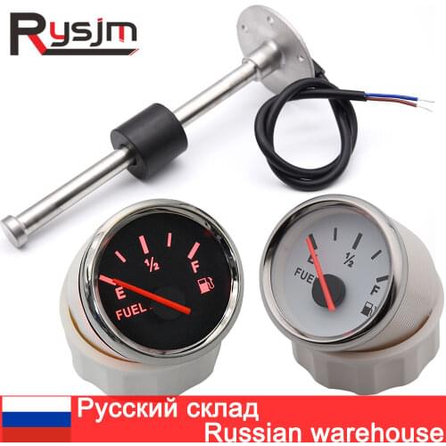 52mm Fuel Level Gauge for Boat Yacht Marine Fuel Level Meter Sensor Water Level Sensors 0-190ohm Oil Liquid Tank Fuel Level