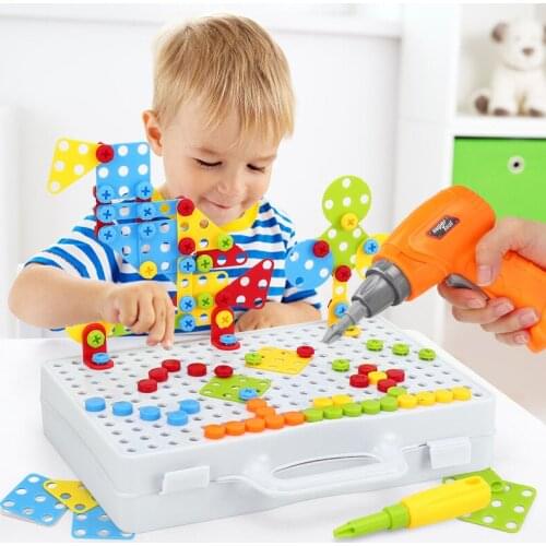 Children Screw Assembly Simulation Toolbox Assembly Plate Electric Drill Nut Assembly Toys DIY Early Education Puzzle Play Gifts