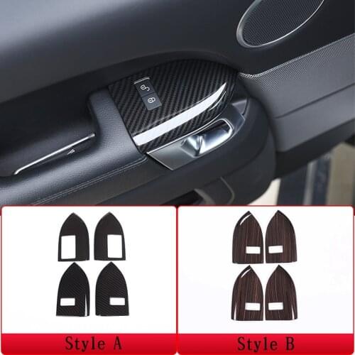 For Land Rover Range Rover Sport 2014-2018 Carbon Fiber Style ABS Plastic Child Safety Lock Frame Cover Trim 4pcs/set