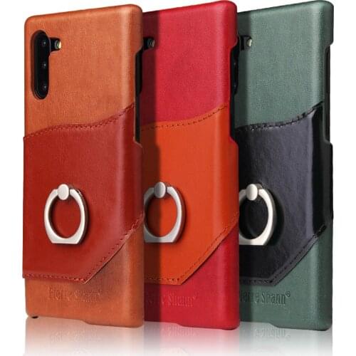 Fierre shann Genuine Leather Phone Case for Samsung Galaxy S10e S10 S8 Plus Note 10 plus Stand Card Slot Phone Cover