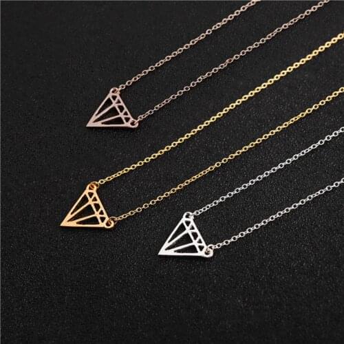 Geometric Polygon Triangle lozenge Conical rhombus Shape Necklace for Women Wedding Lucky Wishes Glamour hollow Cone Jewelry