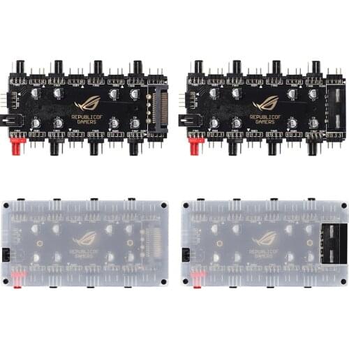 1 To 8 PWM ARGB Fan HUB 5V/3PIN ARGB Fan Hub Adapter 12V/4PIN RGB Splitter SATA/4D Power Interface Fan Concentrator for PC Case