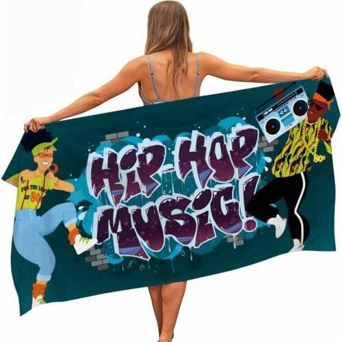 HELENGILI Hip Hop Microfiber Pool Beach Towel Portable Quick Fast Dry Sand Outdoor Travel Swim Blanket Thin Yoga Mat