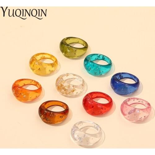 Transparent Acrylic Finger Ring For Teen Girls Vintage Accessories Sequins Chic Womens Rings Minimalist Fashion Jewelry Female