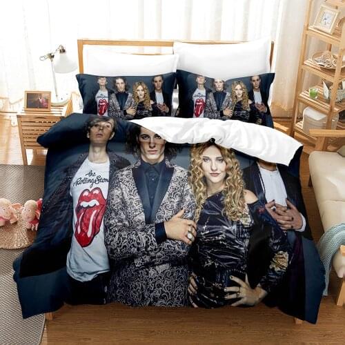 Maneskin Bedding Set Single Twin Full Queen King Size Stars Maneskin Bed Set Childrens Kid Bedroom Duvetcover Sets 3D Print 008