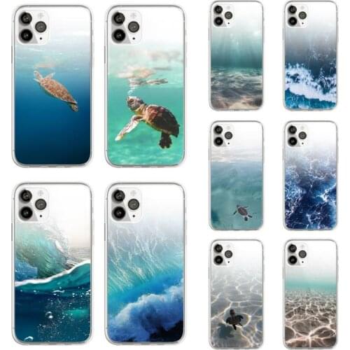 The sea Water wave beautiful sea turtle Phone Case Transparent for iPhone 11 12 mini pro XS MAX 8 7 6 6S Plus X 5S SE 2020 XR