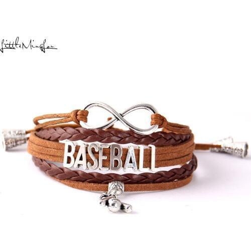 Little MingLou Infinity Baseball bracelet baseball bat charm adjustable Strap tassel men bracelets & bangles for women jewelry
