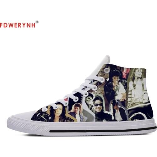 Man Casual Shoes King Of Pop Michael Jackson Diy Individualization Canvas Men Leisure Breathable Walking Shoes Of White