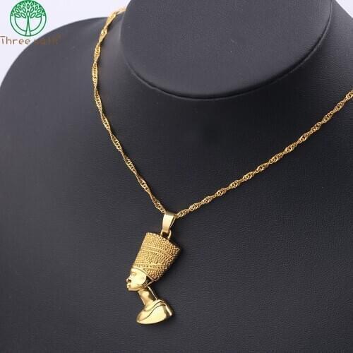 Ancient Egyptian Queen Nefertiti Pharaoh Pendant Necklace Gold Color for Women Men Jewelry Gold Silver Color Hip Hop Jewellery