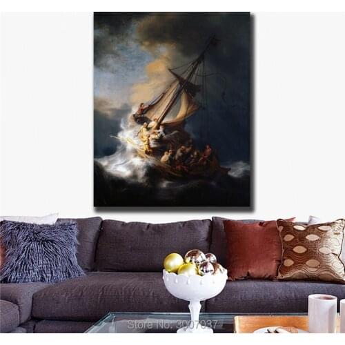 Rembrandt Storm on the Sea of Galilee Giclee Hand Painted Oil Painting On Canvas Wall Art Home Decor 16''x20