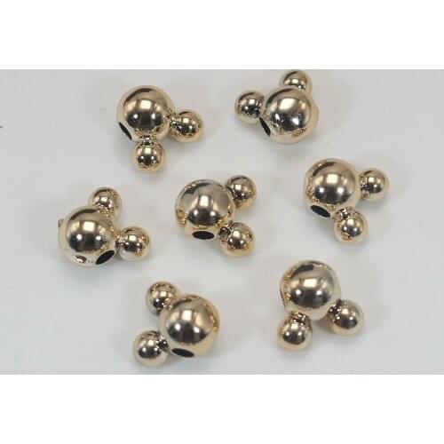 Craft DIY Metallic Golden Color Acrylic Mouse Face Beads 10mm 12mm Jewelry Make