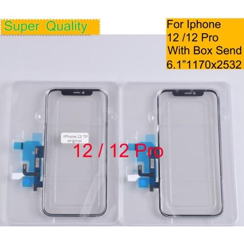 10Pcs/Lot For Iphone 12 Pro Touch Screen Digitizer Panel Sensor Front Glass Lens For iphone 12 LCD Glass With OCA Hollow Glue