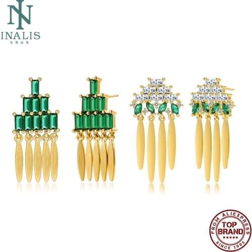 New Tassel Drop Earring For Women Gold Plated White Green Cubic Zirconia Earrings Luxury Fashion Jewelry 2021 New Trend Hot Sale