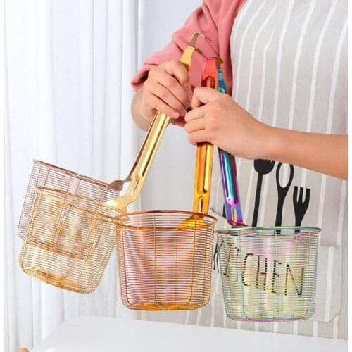 Stainless Steel Colander Noodle Dumplings Mesh Basket Fryer French Fries Dryer Vegetable Food Sieve Sink Kitchen Strainer