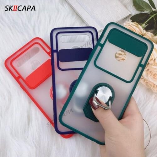 Slide Camera Lens Protection Ring Stand Phone Case For LG K41S K51S Soft Silicone Shockproof Matte Back Cover For LG K41S Case