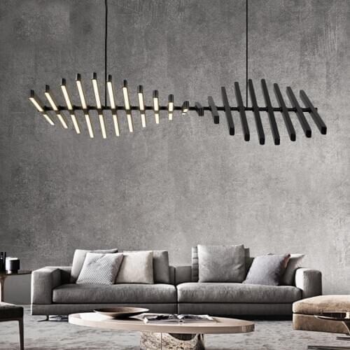 Modern LED Chandelier lighting Nordic Black/White Fishbone hanging lights living room home deco Pendant lamp restaurant fixtures