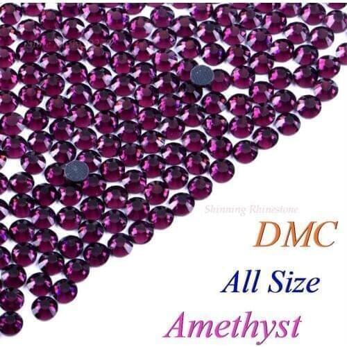 DMC Amethyst SS6 SS10 SS16 SS20 SS30 Mixed Size Glass Crystals Hotfix Rhinestone Diamond Iron-on Shiny DIY Garment With Glue
