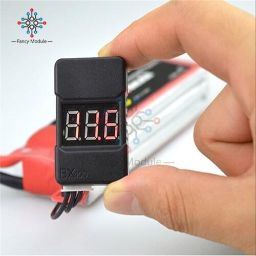 BX100 1-8S Lipo Battery Voltage Tester Low Voltage Buzzer Alarm LED Display Battery Voltage Checker With Dual Spea