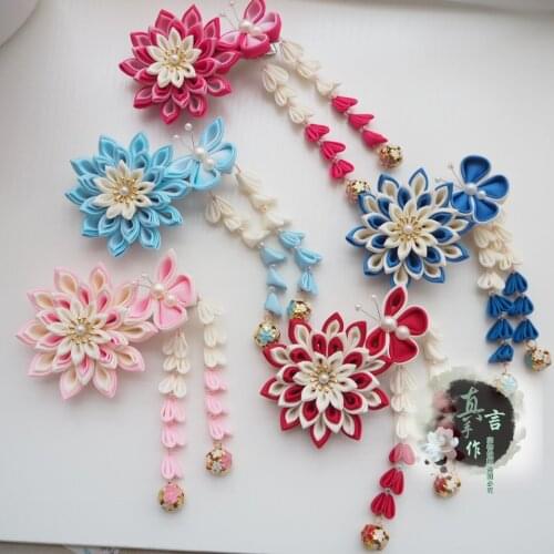 Cloth Sakura Flower Hairpin Kimono Accessories Cosplay Japanese Yukata Geisha Long Tassel Butterfly Flower Hair Clip Headdress
