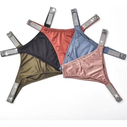 Panties For Women Sexy Underwear Fashion G-String Womens Thong Mid Waist Solid Love Lingerie For Sex Female Breathable Panty