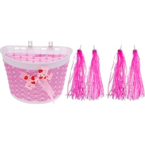 Bike Basket & Streamers, Kids Bike Handlebar Grips, Detachable for Girls Boys Bikes, Balance Bikes, Road Bikes and Scooters