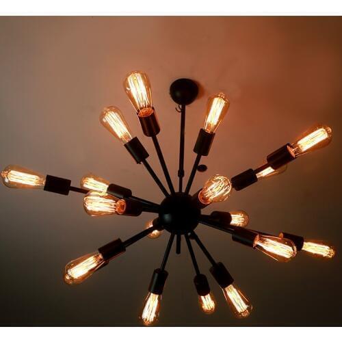 Vintage E27 Industrial Fixture Retro Pendant Light Ceiling Light Chandelier Lamp 18 Light Painted Finish Without led Bulb