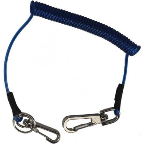 Retractable Coiled Fishing Lanyard Steel Wire Pier Rope Tether Blue