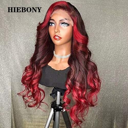 Highlight Red Loose Wave Lace Front Human Hair Wigs with Baby Hair Brazilian 13x6 Highlight Wavy Lace Front Wigs Bleached Knots