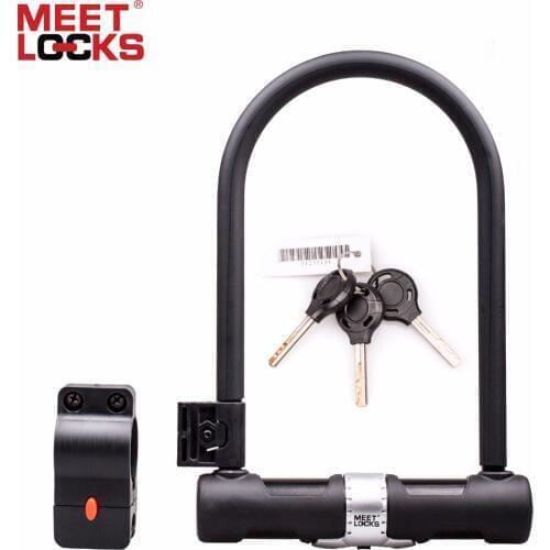 MEETLOCKS Bike U Lock Bicycle Security Bike Safety Bracket Shear Resistant Lock Convenient Lock Frame Key Bicycle Accessories