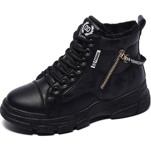 Winter New Fashion Ladies Boots Plush Comfortable Warm Womens Shoes Designer Flat Shoes Casual Punk Women Winter Boots