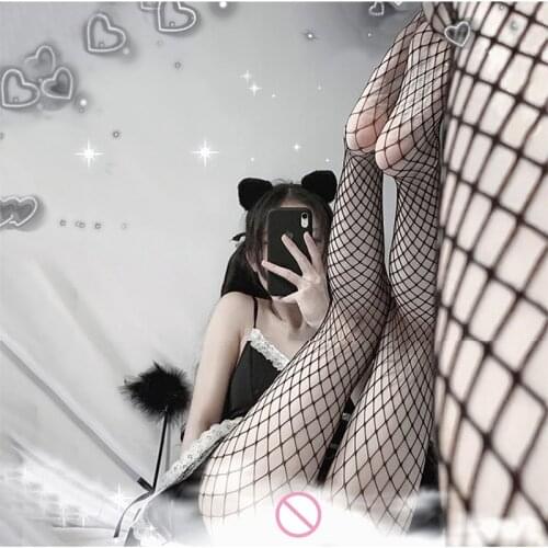 Women Mesh Stocking Sexy Fishnet Pantyhose Transparent Slim Party Club Net Holes Black Tights Stocking Small/Middle/Big Hole