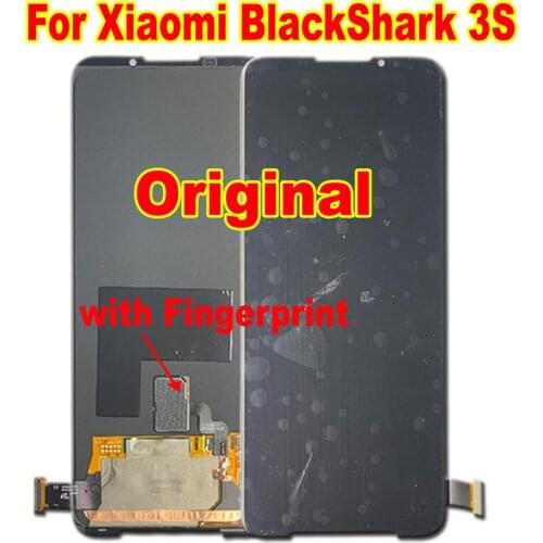 Original Amoled BlackShark 3S LCD Display Touch Screen Digitizer Assembly Sensor For Xiaomi Black Shark 3S Pantalla +Fingerprint