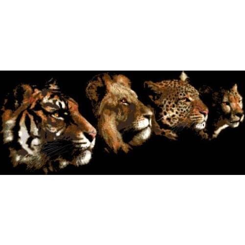 14/16/18/27/28 Top Quality hotsell lovely counted cross stitch kit tiger lion leopard wolf four beasts king of forest