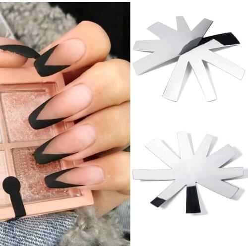 2Pcs 9 Sizes Easy French Smile Cut V Line Almond Shape Tips Manicure Edge Trimmer Nail Cutter Acrylic Pink White French Nails