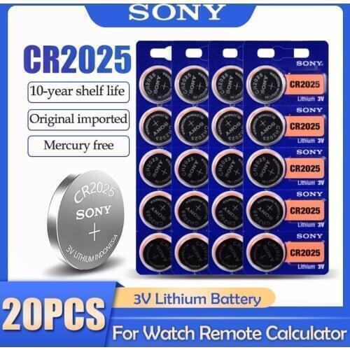 20PCS Sony CR2025 CR 2025 DL2025 BR2025 KCR2025 3V Lithium Battery For Watch Toy Remote Control Meter Button Cell Batteries Coin