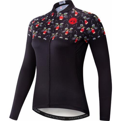 2019 Cycling jersey Womens Bike jersey Long sleeve MTB Top Maillot Road Mountain sports shirts racing blouse Black female wear