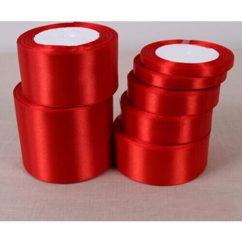 25 Yards 22Meters Red Silk Satin Ribbon Wedding Party Decoration Gift Wrapping Christmas New Year Apparel Sewing Fabric Ribbons