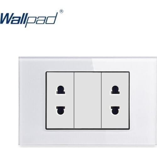 4 Pin Socket Wallpad Luxury Tempered Glass Panel Electric Wall Power Socket Electrical Outlets For Home 10A AC 110-250V