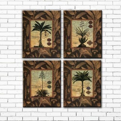 Classical tree leaves flower 4 pcs landscape canvas printings oil paintings printed on canvas home wall art decoration pictures