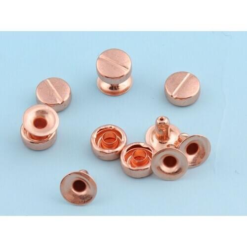 Rose gold Rivets 100sets 8*8mm Double cap rivets Metal Buttons Rectangle Rivets for Leather Craft Purse Studs for Bag/Garment