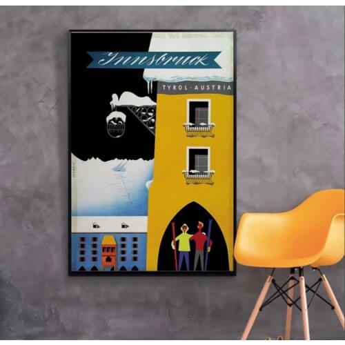 Austria Tourism Travel Posters Innsbruck Tirol Classic Wall Stickers Canvas Painting Vintage Poster Home Bar Decor Gift
