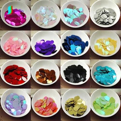 Large Oval Egg Shape Sequins PVC Sequins Flat With Side Hole Belly Dance Garment Women Accessory 17 colors Sequin S0354H 12*20mm